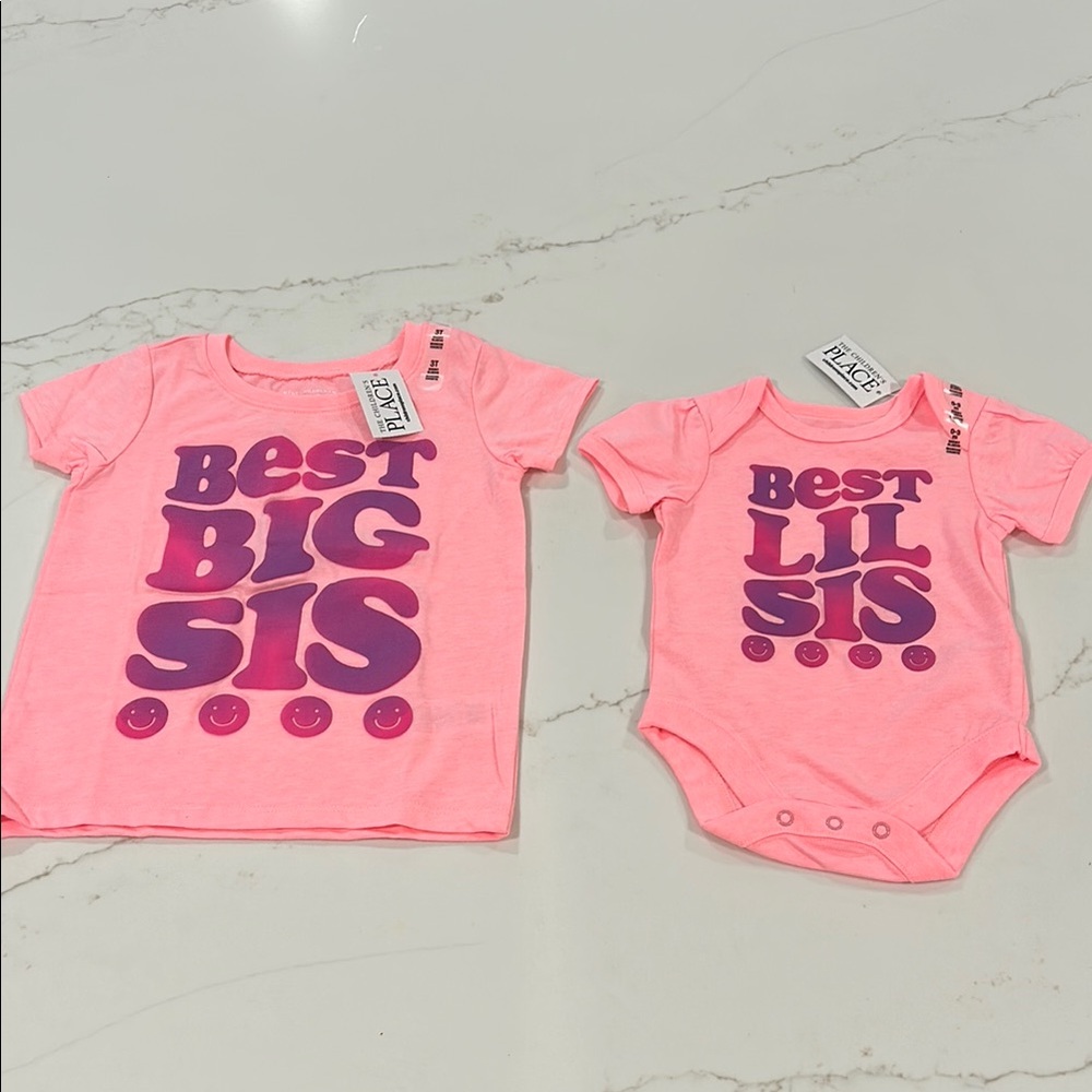 Best Big Sis/Best Lil Sis matching set in hot pink size 3T